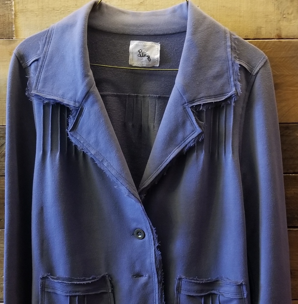 Ling Gray Blazer with Distressed Hems Size S